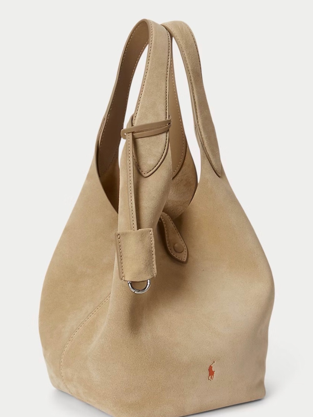 Ralph Lauren Beige Polo Play Suede Tote with Pony Logo - Picture 8 of 10